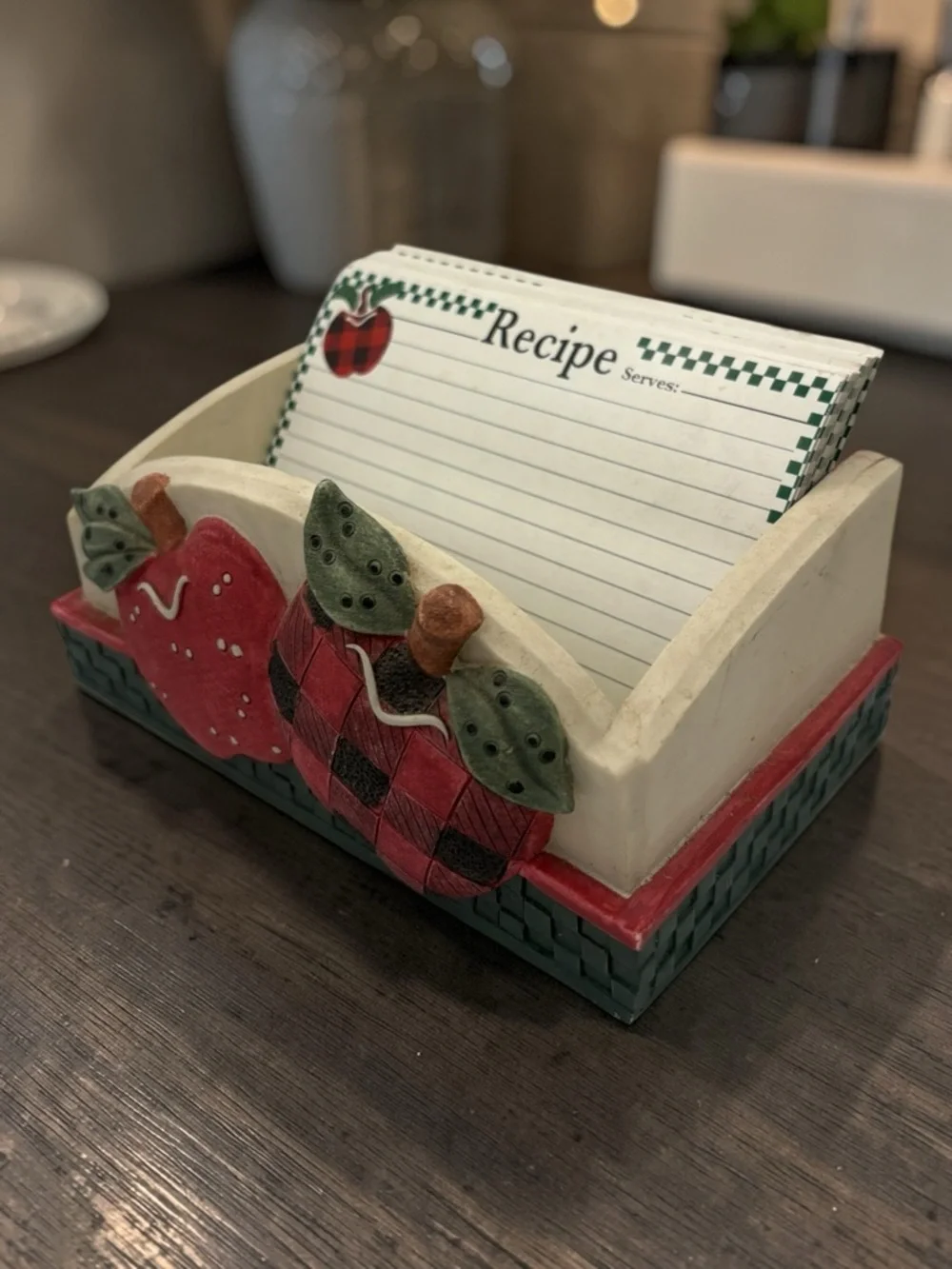 EUC Vintage Applejack Ingleman Designs Porcelain Recipe Card Box W/ Unused Cards